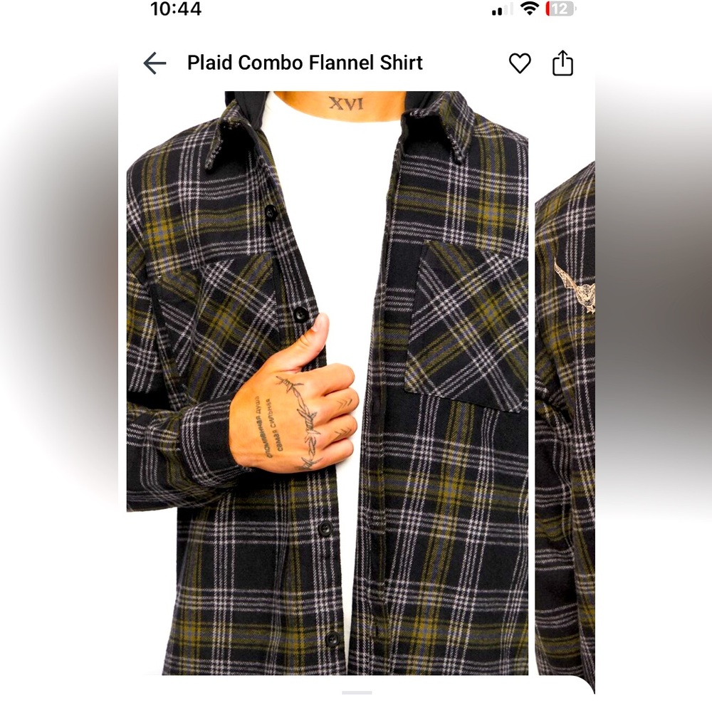 Plaid combo flannel shirt